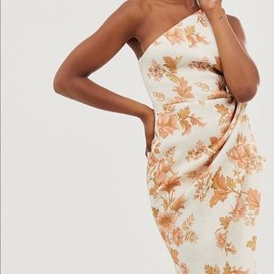 ASOS DESIGN one shoulder tuck detail midi dress
